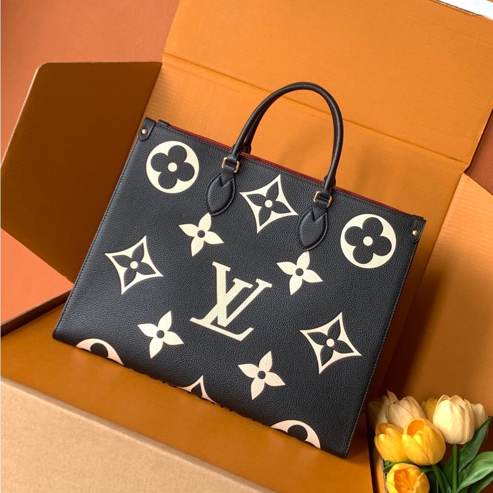 Louis Vuitton Onthego MM Black & White Monogram Empreinte Leather Tote